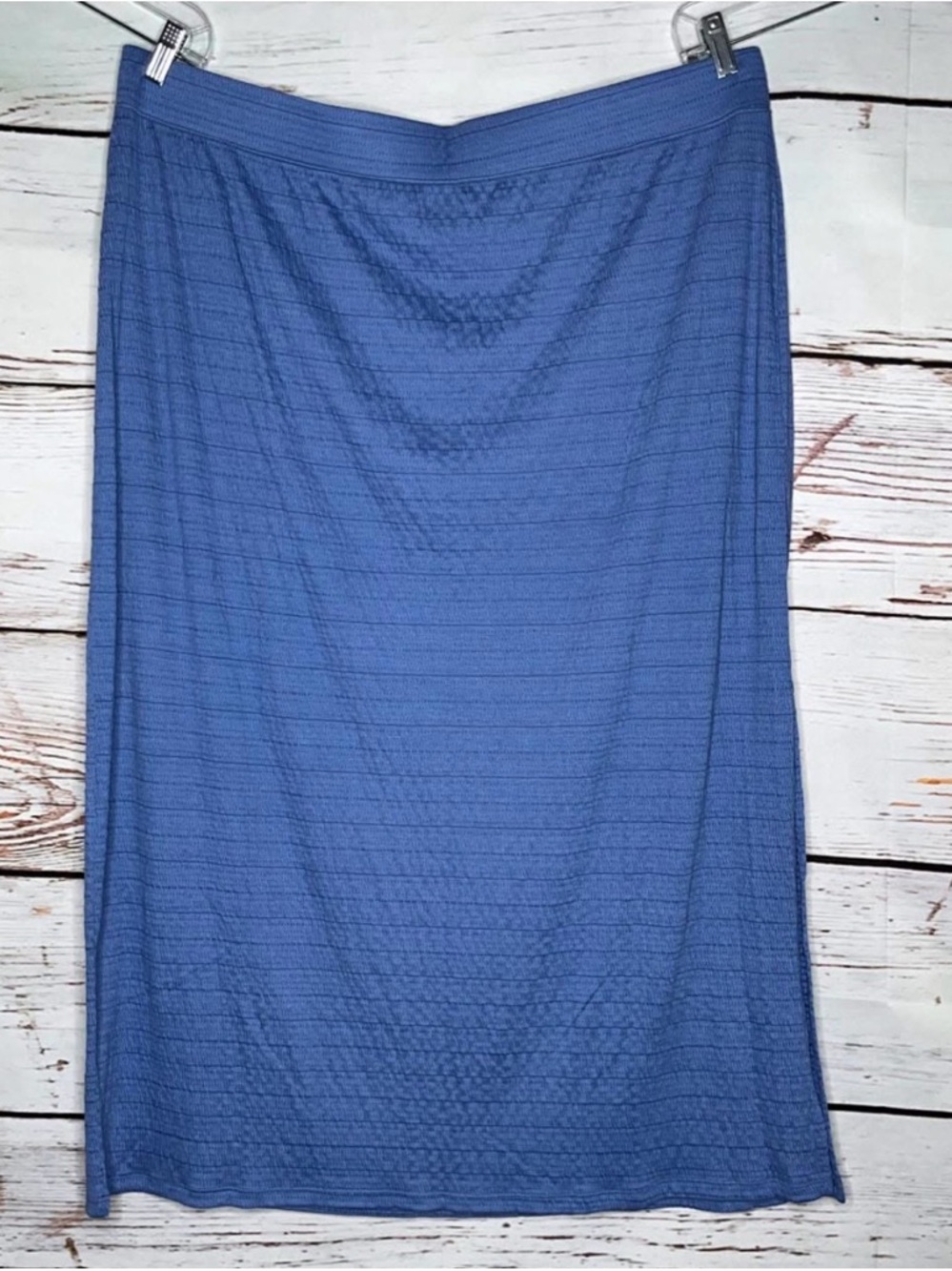 Chico’s NWT Size 4 (XXL) Kensington Blue Crinkle Knit Skirt